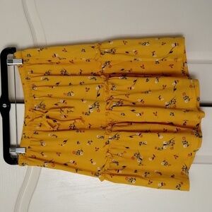 ShoSho Women's size Large mini tiered A-Frame skirt yellow floral drawstring